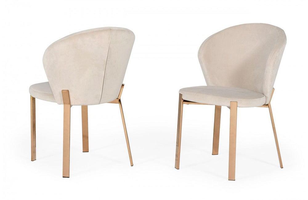 Modrest Nadia Modern Beige Velvet & Rosegold Dining Chair (Set of 2)
