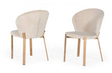 Modrest Nadia Modern Beige Velvet & Rosegold Dining Chair (Set of 2)