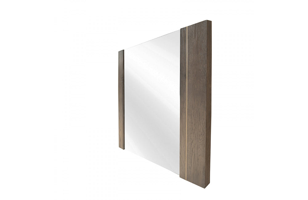 Modrest Novak Modern Dark Oak & Antique Brass Mirror