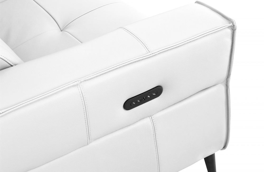 Divani Casa Nella Modern White Leather Armchair w/ Electric Recliner