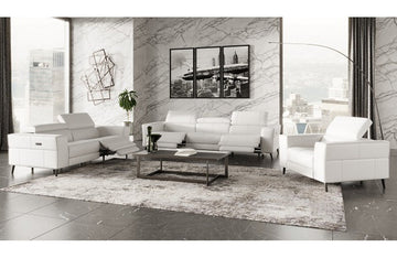 Divani Casa Nella Modern White Leather Sofa w/ Electric Recliners