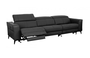 Divani Casa Nella Modern Black Leather Sofa w/ Electric Recliners
