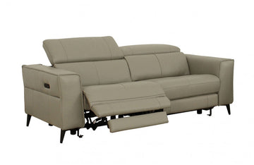 Divani Casa Nella Modern Light Grey Leather Loveseat w/ Electric Recliners