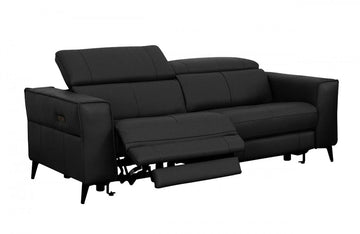 Divani Casa Nella Modern Black Leather Loveseat w/ Electric Recliners