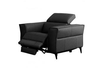 Divani Casa Nella Modern Black Leather Armchair w/ Electric Recliner
