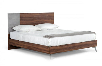 Nova Domus Palermo Modern Italian Faux Concrete & Walnut Bed