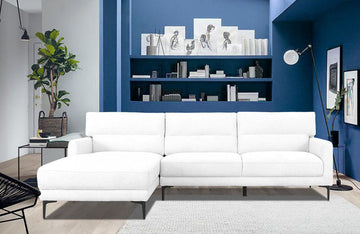 Divani Casa Paraiso Modern White Fabric Sectional Sofa