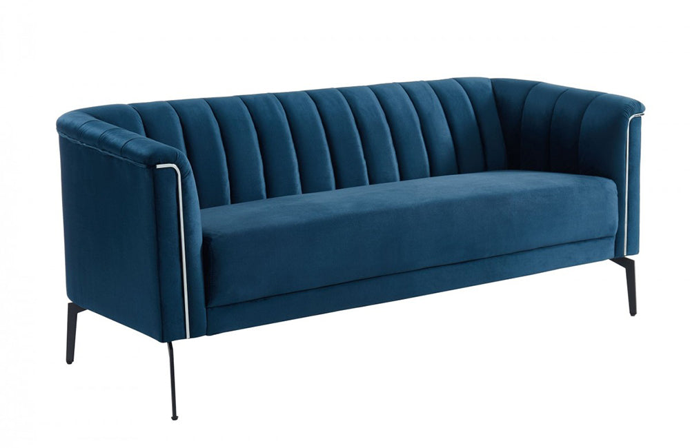 Divani Casa Patton Modern Blue Fabric Sofa