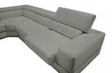 Divani Casa Pella Modern Grey Italian Leather U Shaped Sectional Sofa