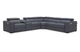Bellagio Blue Grey Leather Sectional with Recliners