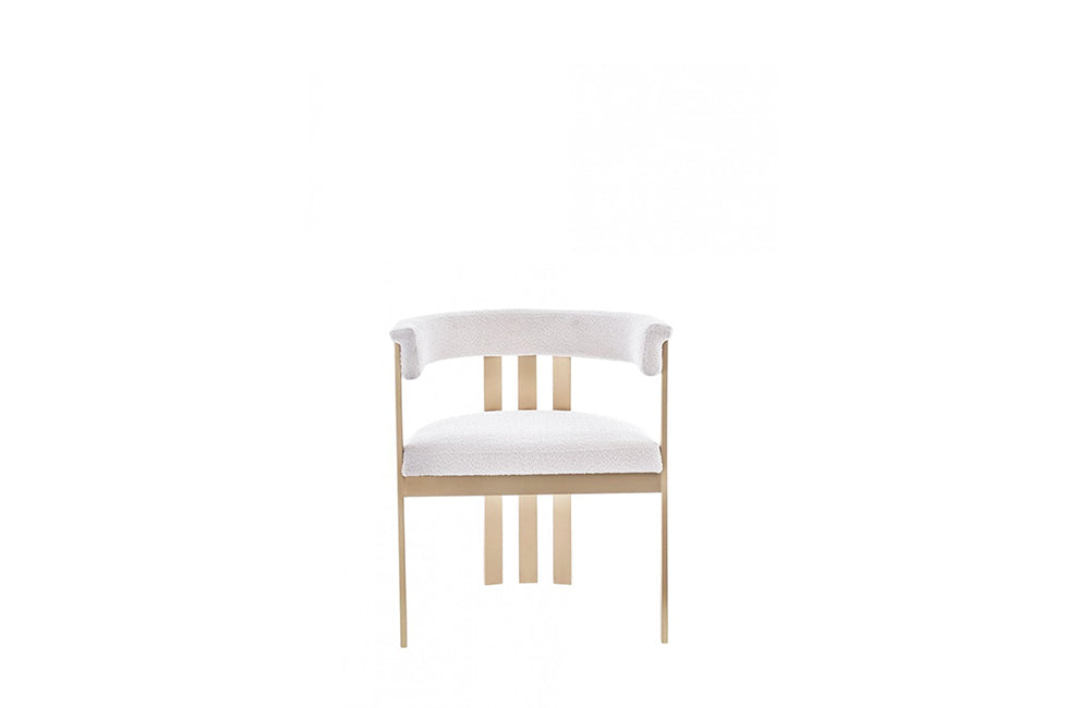 Modrest Pontiac Modern Beige Sherpa & Gold Dining Chair