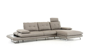 Bertolini Modern Gray Fabric Sectional Sofa
