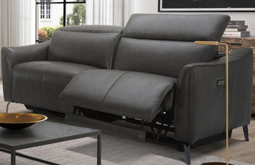 Divani Casa Prairie Modern Dark Grey Leather Dual Electric Loveseat with Electric Headrest