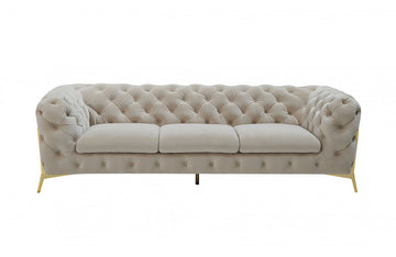 Divani Casa Quincey Transitional Beige Velvet Sofa