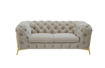 Divani Casa Quincey - Transitional Beige Velvet Loveseat