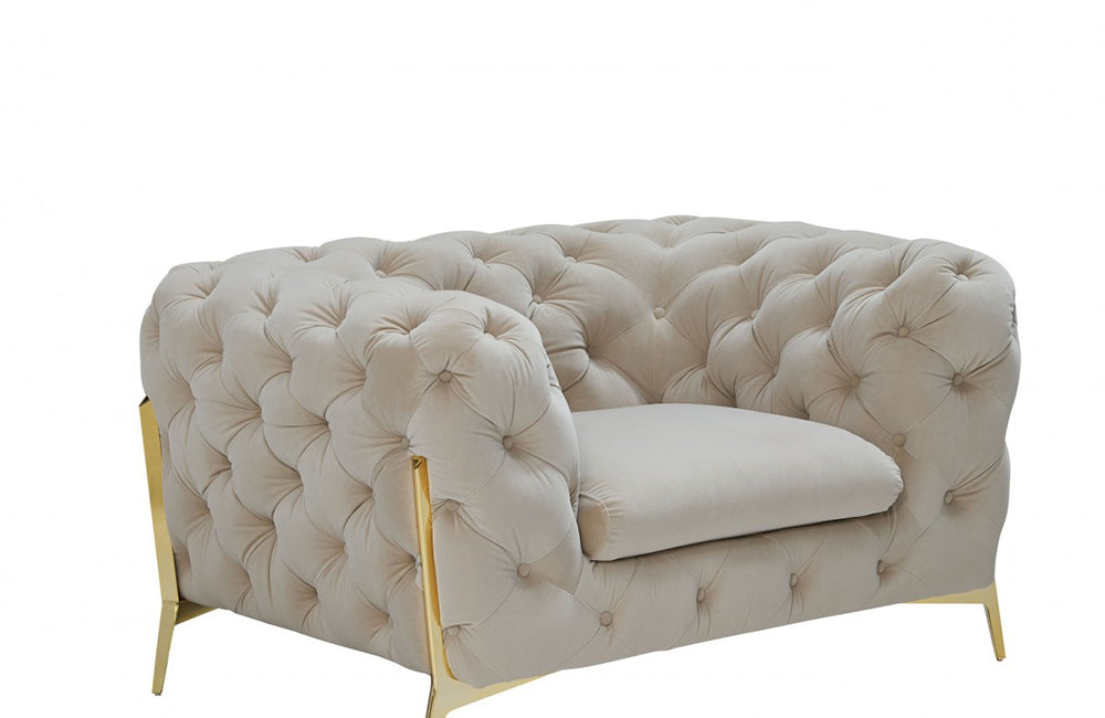 Divani Casa Quincey Transitional Beige Velvet Chair