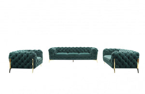 Divani Casa Quincey Transitional Emerald Green Velvet Sofa Set