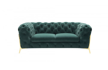 Divani Casa Quincey Transitional Emerald Green Velvet Loveseat