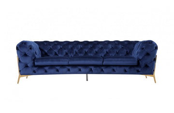 Divani Casa Quincey - Transitional Blue Velvet Sofa