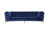 Divani Casa Quincey - Transitional Blue Velvet Sofa