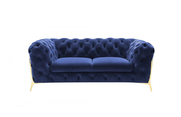 Divani Casa Quincey Transitional Blue Velvet Loveseat