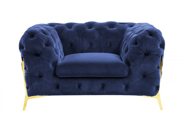 Divani Casa Quincey Transitional Blue Velvet Chair