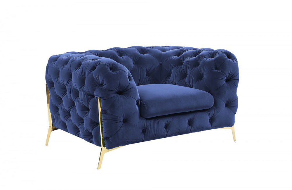 Divani Casa Quincey Transitional Blue Velvet Chair