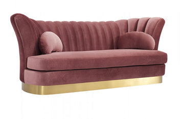 Divani Casa Arvada Modern Pink Velvet & Gold Sofa