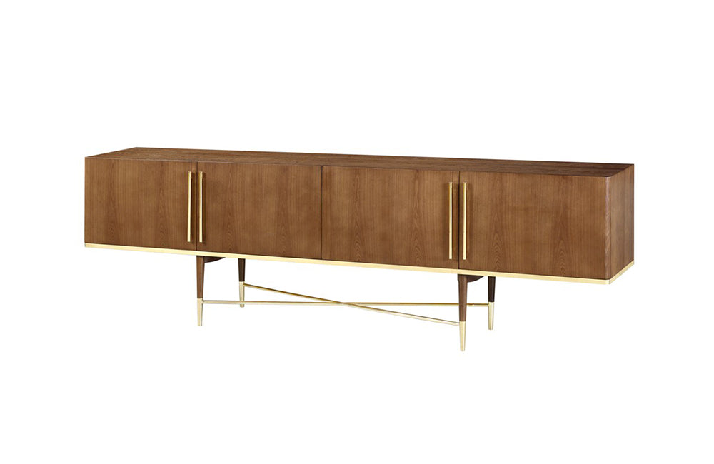 Modrest Bernard Mid-Century Modern Walnut & Gold Buffet