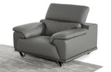 Javier Modern Grey Leather Sofa Set