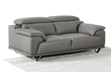 Divani Casa Wolford Modern Grey Leather Loveseat
