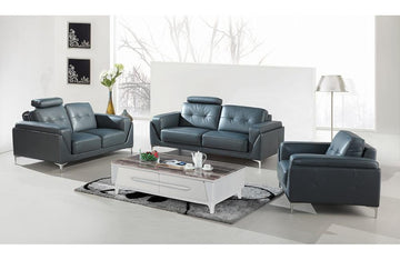 Karina Modern Grey Bonded Leather Sofa Set