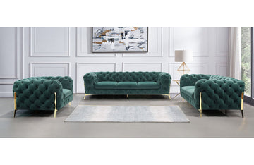 Divani Casa Sheila Modern Emerald Green Fabric Sofa Set