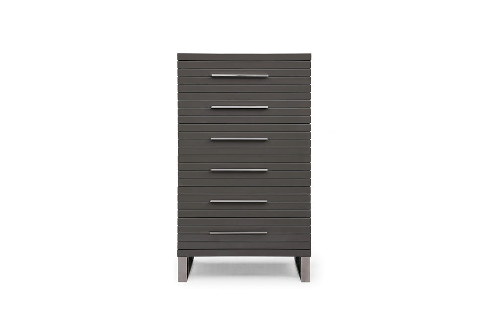 Modrest Splendor Grey High Gloss Slatted Chest