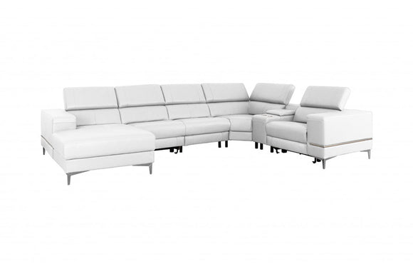 Divani Casa Stanton Modern White Sectional Sofa + Recliners