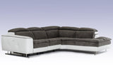 Starlight Italian Modern Gray & White Fabric & Leather Sectional Sofa