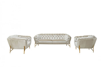 Divani Casa Stella Transitional Beige Velvet Sofa Set