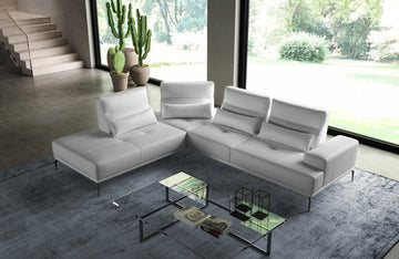 Coronelli Collezioni Sunset Contemporary Italian White Leather Sectional Sofa