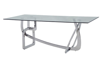 Modrest Adelaide Modern Stainless Steel & Glass Dining Table