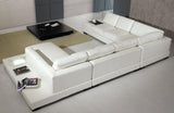 Holden Modern Leather Sectional Sofa with Light