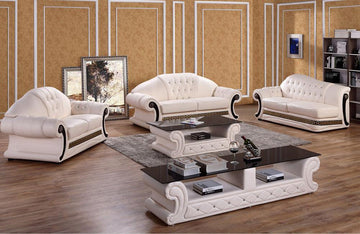 Miriam Classic Cream Leather Sofa Set