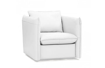 Divani Casa Tamworth Modern White Leather Swivel Lounge Chair