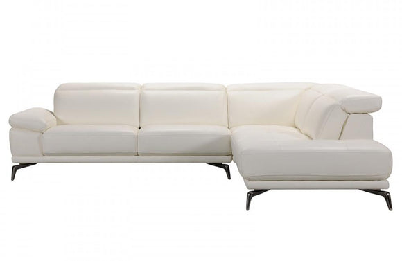 Kyla Modern White Leather Sectional Sofa