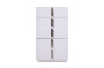 Modrest Token Modern Glossy White & Stainless Steel Chest