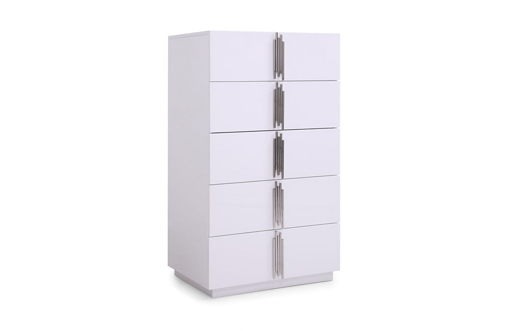 Modrest Token Modern Glossy White & Stainless Steel Chest
