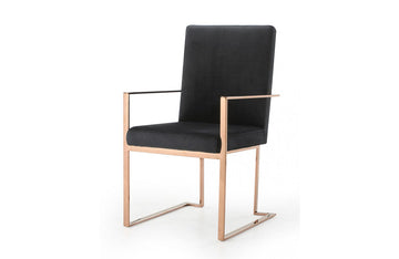 Modrest Trea Modern Black Velvet & Rosegold Dining Chair