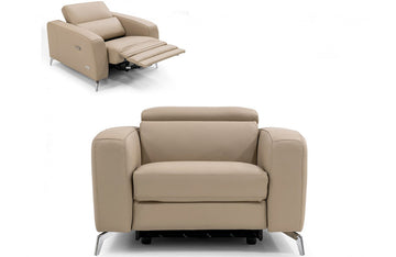 Coronelli Collezioni Turin Italian Cappuccino Leather Recliner Chair