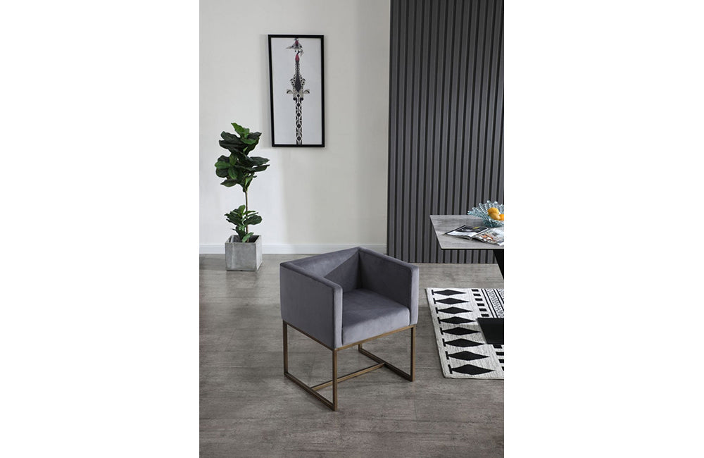 Modrest Marty Modern Dark Grey & Copper Antique Brass Dining Chair