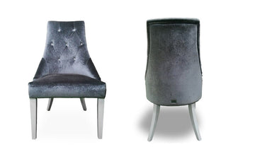 Charlotte - Grey Velour & White High Gloss Dining Chair (Set of 2)