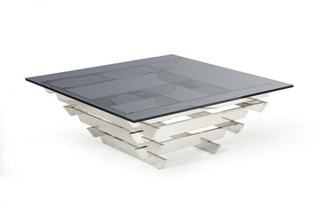 Modrest Upton Modern Square Smoked Glass Coffee Table